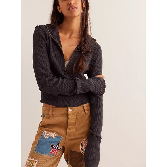 Free People Tops - FREE PEOPLE We The Free Midnight Half Zip / Black